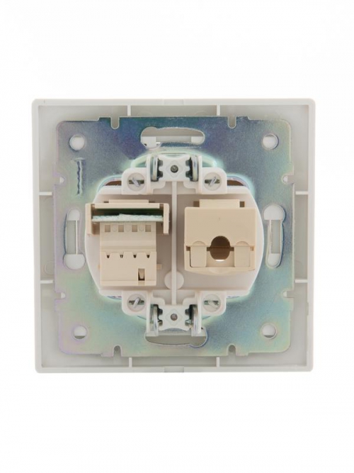 Розетка компьютерная + телефонная 2-м СП Mira RJ45 + RJ11 бел./бел. LEZARD 701-0202-143 701-0202-143