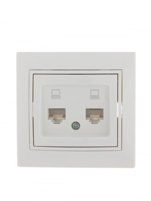 Розетка компьютерная 2-м СП Mira RJ45 бел./бел. LEZARD 701-0202-141 701-0202-141
