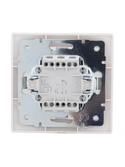 Выключатель 2-кл. СП Mira 10А IP20 с сер. вставкой бел. LEZARD 701-0215-101 701-0215-101