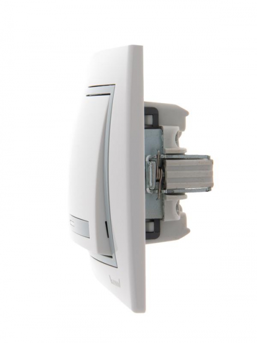 Выключатель 1-кл. СП Mira 10А IP20 с сер. вставкой бел. LEZARD 701-0215-100 701-0215-100