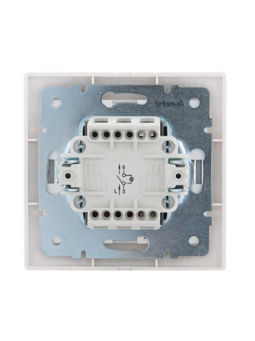 Выключатель 1-кл. СП Mira 10А IP20 с подсветкой с сер. вставкой бел. LEZARD 701-0215-111 701-0215-111