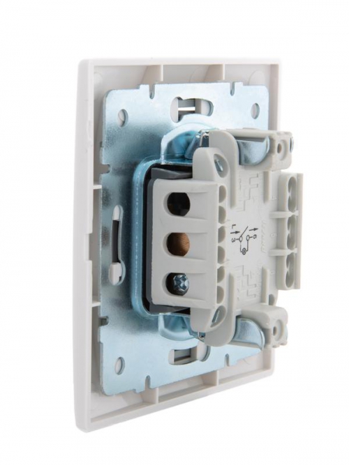 Выключатель 1-кл. СП Mira 10А IP20 с подсветкой с сер. вставкой бел. LEZARD 701-0215-111 701-0215-111