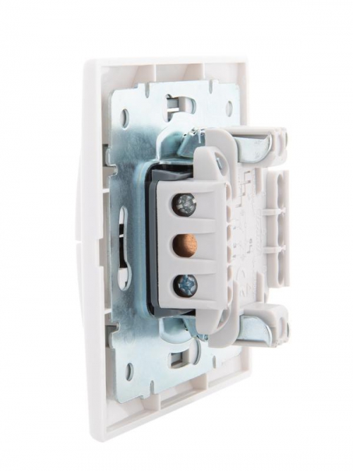 Выключатель 2-кл. СП Mira 10А IP20 с подсветкой с сер. вставкой бел. LEZARD 701-0215-112 701-0215-112