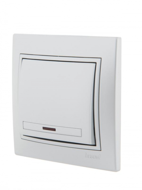 Выключатель 1-кл. СП Mira 10А IP20 с подсветкой со вставкой сер. метал. LEZARD 701-1010-111 701-1010-111
