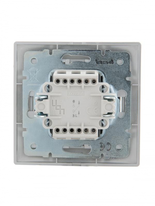 Выключатель 1-кл. СП Mira 10А IP20 со вставкой сер. метал. LEZARD 701-1010-100 701-1010-100