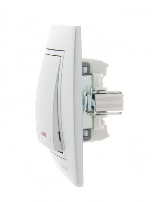 Выключатель 2-кл. СП Mira 10А IP20 с подсветкой со вставкой сер. метал. LEZARD 701-1010-112 701-1010-112