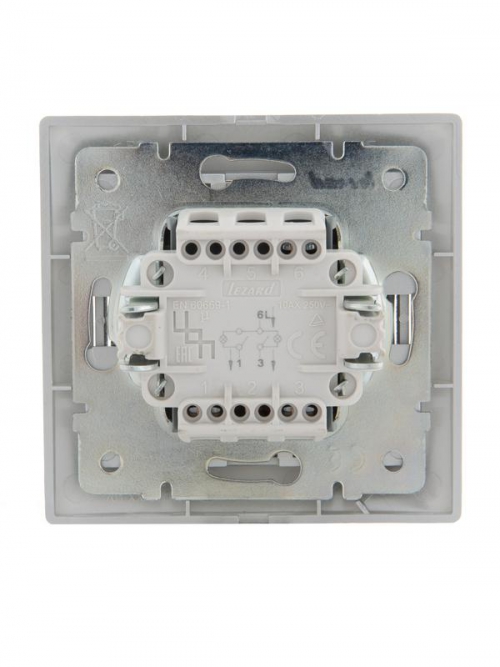 Выключатель 2-кл. СП Mira 10А IP20 с подсветкой со вставкой сер. метал. LEZARD 701-1010-112 701-1010-112