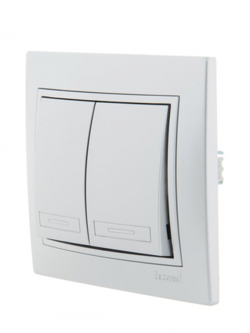 Выключатель 2-кл. СП Mira 10А IP20 со вставкой сер. метал. LEZARD 701-1010-101 701-1010-101