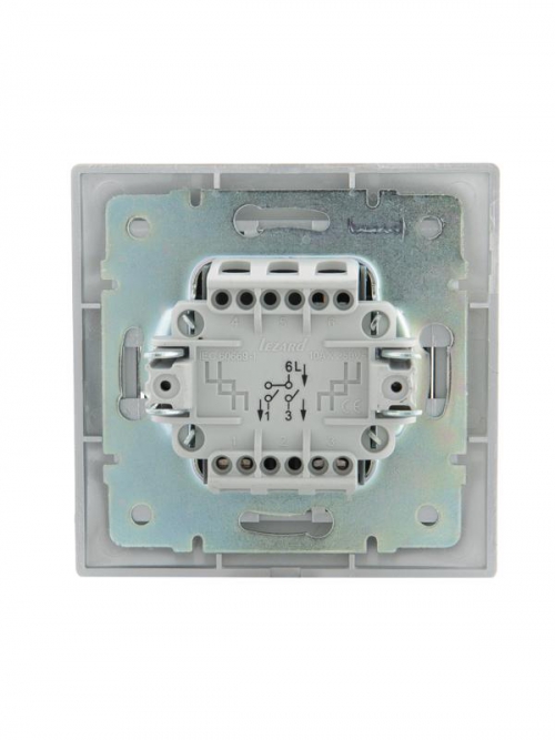 Выключатель 2-кл. СП Mira 10А IP20 со вставкой сер. метал. LEZARD 701-1010-101 701-1010-101