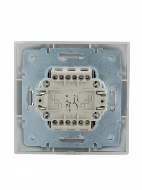 Переключатель проходной 2-кл. СП Mira 10А IP20 со вставкой сер. метал. LEZARD 701-1010-106 701-1010-106