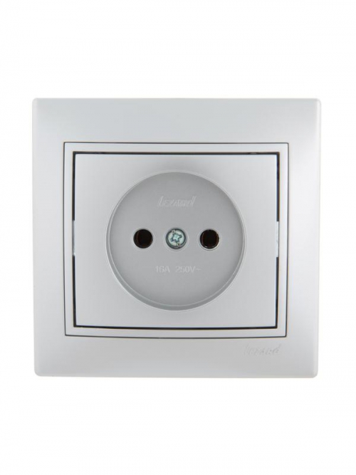 Розетка 1-м СП Mira 16А IP20 без заземл. со вставкой керамика сер. метал. LEZARD 701-1010-121 701-1010-121