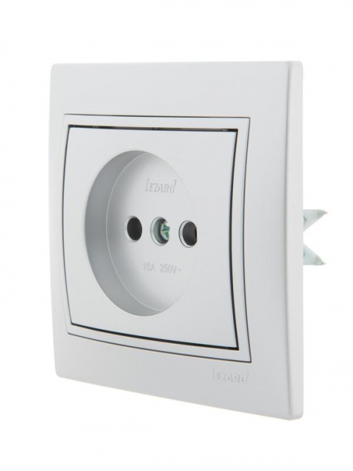 Розетка 1-м СП Mira 16А IP20 без заземл. со вставкой керамика сер. метал. LEZARD 701-1010-121 701-1010-121