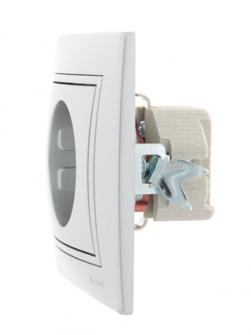 Розетка 1-м СП Mira 16А IP20 с заземл. защ. шторки со вставкой керамика сер. метал. LEZARD 701-1010-124 701-1010-124