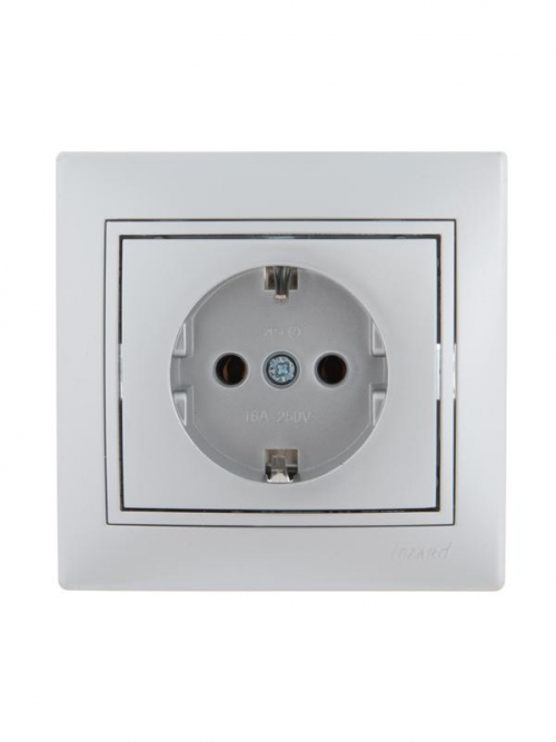 Розетка 1-м СП Mira 16А IP20 с заземл. со вставкой керамика сер. метал. LEZARD 701-1010-122 701-1010-122