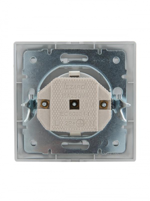 Розетка 1-м СП Mira 16А IP20 с заземл. со вставкой керамика сер. метал. LEZARD 701-1010-122 701-1010-122