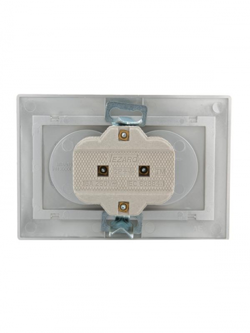 Розетка 2-м СП Mira 16А IP20 без заземл. со вставкой керамика сер. метал. LEZARD 701-1010-128 701-1010-128