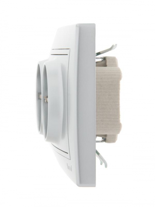 Розетка 2-м СП Mira 16А IP20 с заземл. со вставкой керамика сер. метал. LEZARD 701-1010-127 701-1010-127