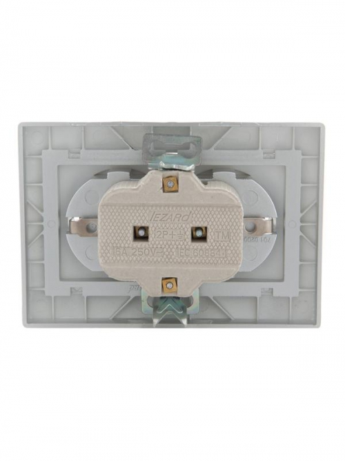 Розетка 2-м СП Mira 16А IP20 с заземл. со вставкой керамика сер. метал. LEZARD 701-1010-127 701-1010-127