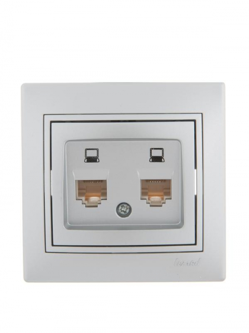 Розетка компьютерная 2-м СП Mira RJ45 сер. метал. LEZARD 701-1010-141 701-1010-141