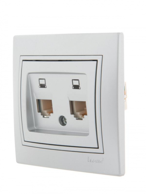 Розетка компьютерная 2-м СП Mira RJ45 сер. метал. LEZARD 701-1010-141 701-1010-141