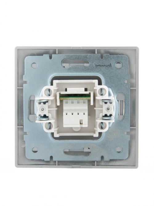 Розетка телефонная 1-м СП Mira RJ11 сер. метал. LEZARD 701-1010-137 701-1010-137