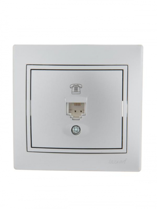 Розетка телефонная 1-м СП Mira RJ11 сер. метал. LEZARD 701-1010-137 701-1010-137