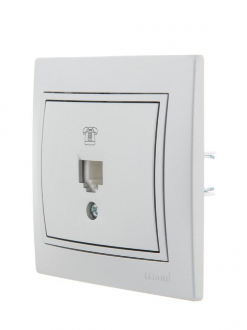 Розетка телефонная 1-м СП Mira RJ11 сер. метал. LEZARD 701-1010-137 701-1010-137