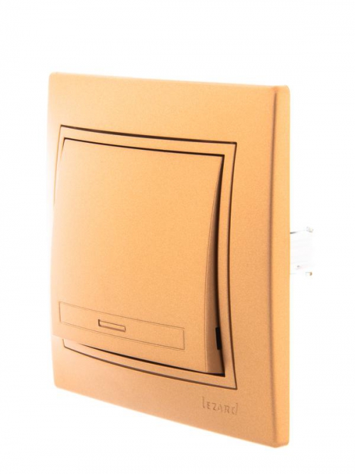 Выключатель 1-кл. СП Mira 10А IP20 со вставкой зол. метал. LEZARD 701-1313-100 701-1313-100