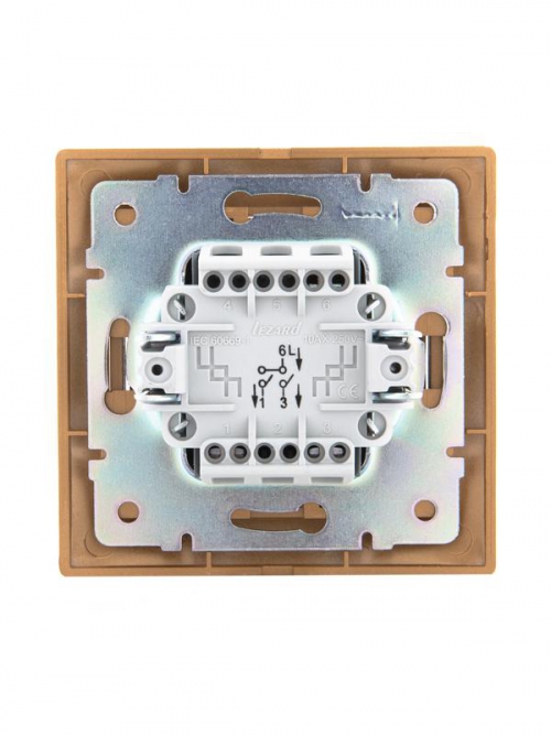 Выключатель 2-кл. СП Mira 10А IP20 со вставкой зол. метал. LEZARD 701-1313-101 701-1313-101