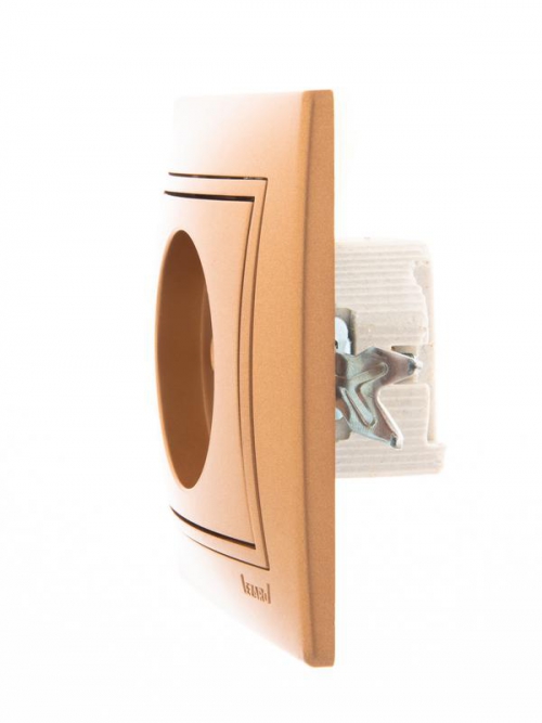 Розетка 1-м СП Mira 16А IP20 без заземл. со вставкой керамика зол. метал. LEZARD 701-1313-121 701-1313-121