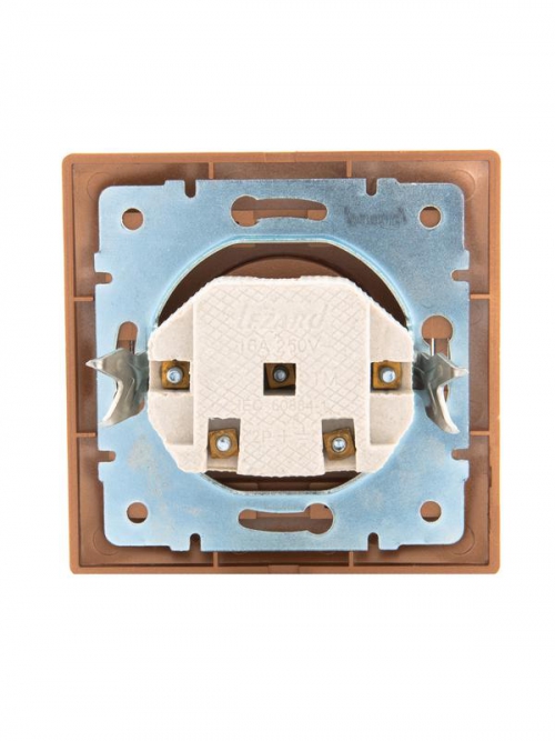 Розетка 1-м СП Mira 16А IP20 без заземл. со вставкой керамика зол. метал. LEZARD 701-1313-121 701-1313-121