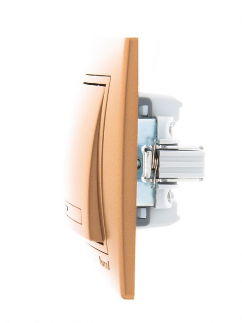 Выключатель 1-кл. СП Mira 10А IP20 с подсветкой со вставкой зол. метал. LEZARD 701-1313-111 701-1313-111