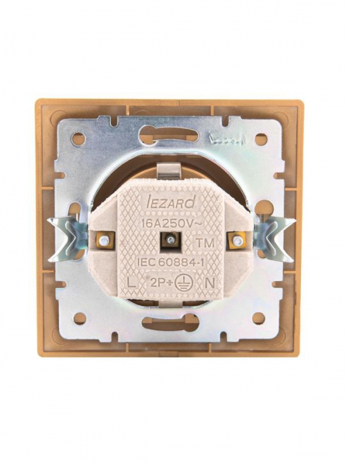 Розетка 1-м СП Mira 16А IP20 с заземл. со вставкой керамика зол. метал. LEZARD 701-1313-122 701-1313-122