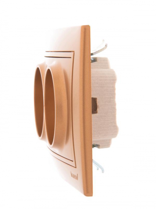 Розетка 2-м СП Mira 16А IP20 без заземл. со вставкой керамика зол. метал. LEZARD 701-1313-128 701-1313-128