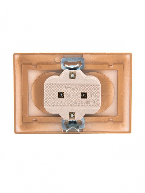 Розетка 2-м СП Mira 16А IP20 без заземл. со вставкой керамика зол. метал. LEZARD 701-1313-128 701-1313-128