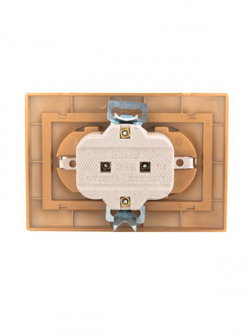 Розетка 2-м СП Mira 16А IP20 с заземл. со вставкой керамика зол. метал. LEZARD 701-1313-127 701-1313-127