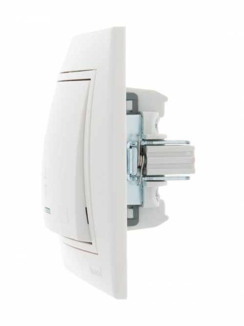 Переключатель проходной 1-кл. СП Mira 10А с подсветкой с бел. вставкой бел. LEZARD 701-0202-114 701-0202-114