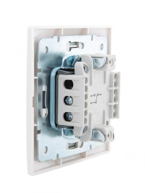 Переключатель проходной 1-кл. СП Mira 10А с сер. вставкой бел. LEZARD 701-0215-105 701-0215-105