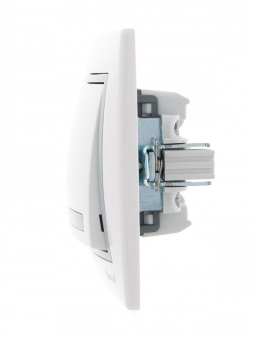 Переключатель проходной 1-кл. СП Mira 10А с сер. вставкой бел. LEZARD 701-0215-105 701-0215-105