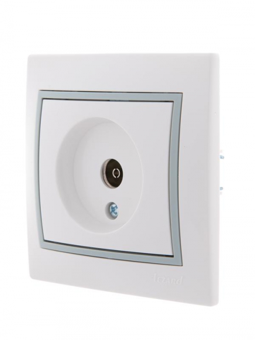 Розетка оконечная TV СП Mira 16А IP20 с сер. вставкой бел. LEZARD 701-0215-130 701-0215-130