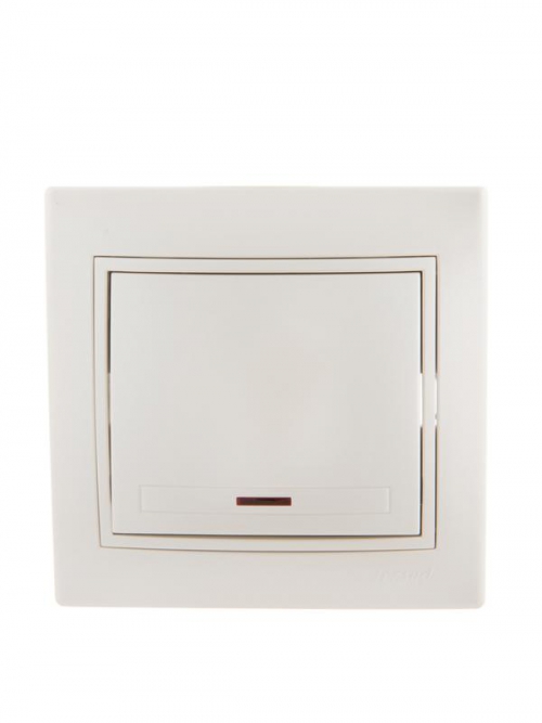 Выключатель 1-кл. СП Mira 10А IP20 с подсветкой со вставкой жемчуж./бел. перламутр. LEZARD 701-3030-111 701-3030-111