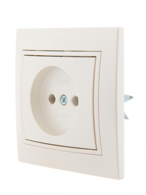 Розетка 1-м СП Mira 16А IP20 без заземл. со вставкой керамика жемчуж./бел. перламутр. LEZARD 701-3030-121 701-3030-121