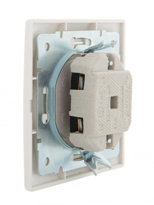 Розетка 1-м СП Mira 16А IP20 без заземл. со вставкой керамика жемчуж./бел. перламутр. LEZARD 701-3030-121 701-3030-121