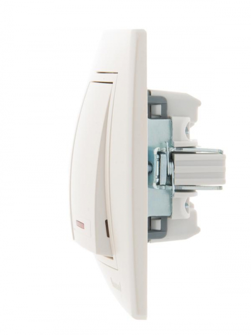 Выключатель 2-кл. СП Mira 10А IP20 с подсветкой со вставкой жемчуж./бел. перламутр. LEZARD 701-3030-112 701-3030-112