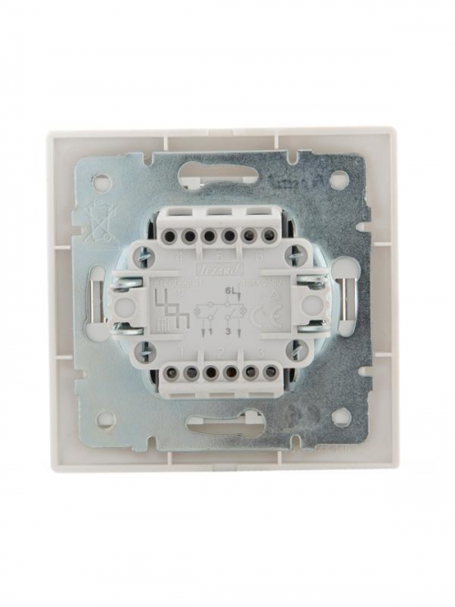 Выключатель 2-кл. СП Mira 10А IP20 с подсветкой со вставкой жемчуж./бел. перламутр. LEZARD 701-3030-112 701-3030-112