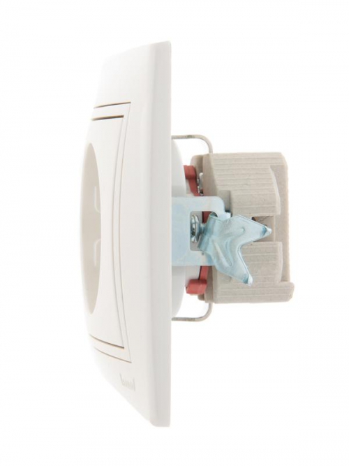 Розетка 1-м СП Mira 16А IP20 с заземл. защ. шторки со вставкой керамика жемчуж./бел. перламутр. LEZARD 701-3030-124 701-3030-124