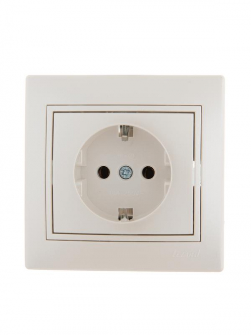 Розетка 1-м СП Mira 16А IP20 с заземл. со вставкой керамика жемчуж./бел. перламутр. LEZARD 701-3030-122 701-3030-122