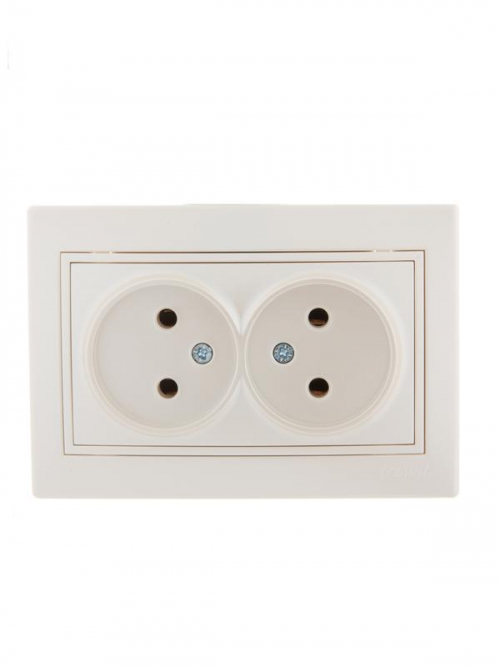Розетка 2-м СП Mira 16А IP20 без заземл. со вставкой керамика жемчуж./бел. перламутр. LEZARD 701-3030-128 701-3030-128
