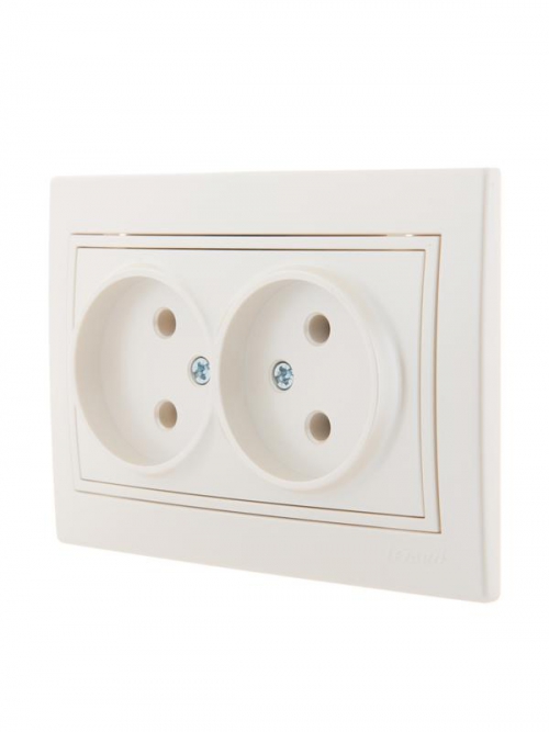 Розетка 2-м СП Mira 16А IP20 без заземл. со вставкой керамика жемчуж./бел. перламутр. LEZARD 701-3030-128 701-3030-128