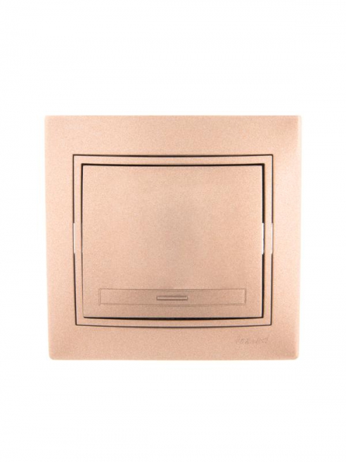 Выключатель 1-кл. СП Mira 10А IP20 со вставкой свет. корич. перламутр. LEZARD 701-3131-100 701-3131-100